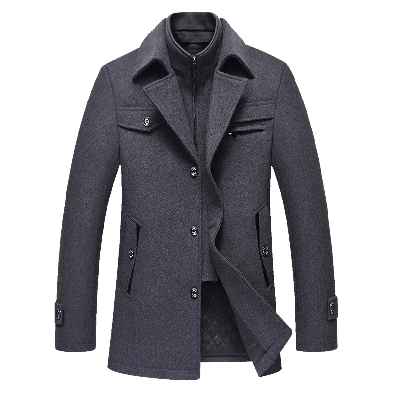 Зимнее пальто для мужчин длинное шерстяное толстая ветровка Casaco Masculino Palto Jaket