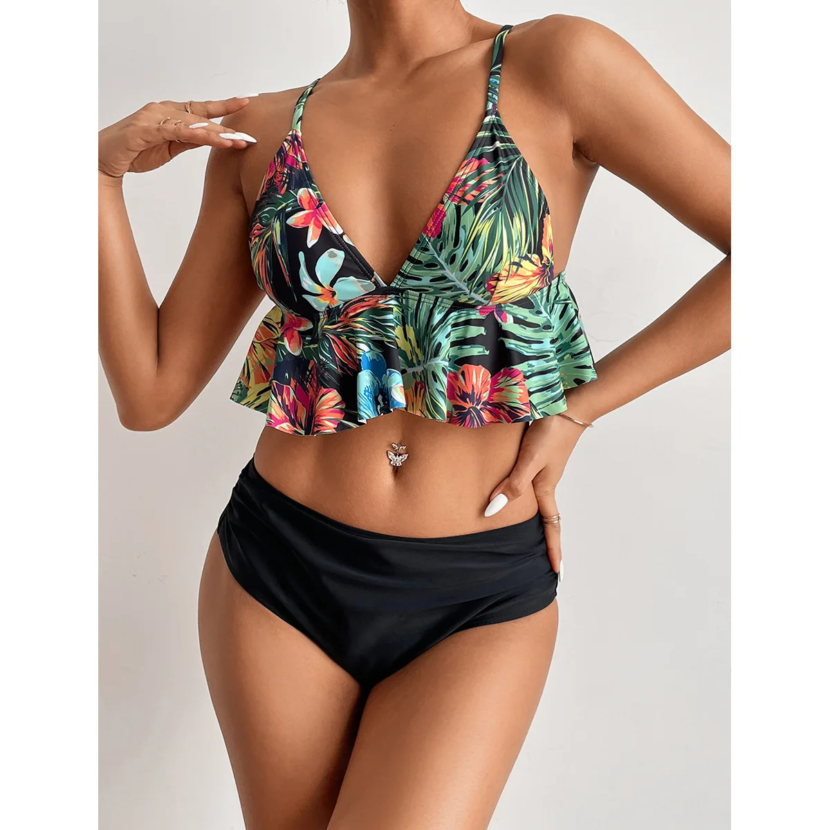 

2021 New Fashion Bikini Printing Bikini Sling Skirt Bikini Swimsuit Swimwear Swimming Beach