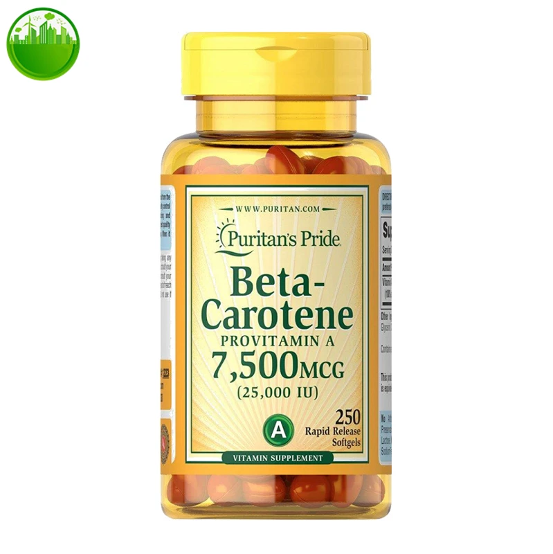 

US Puritan's Pride Beta-Carotene PROVITAMIN A 25000IU 250 быстросъемные мягкие гели витаминные добавки улучшают зрение ночью