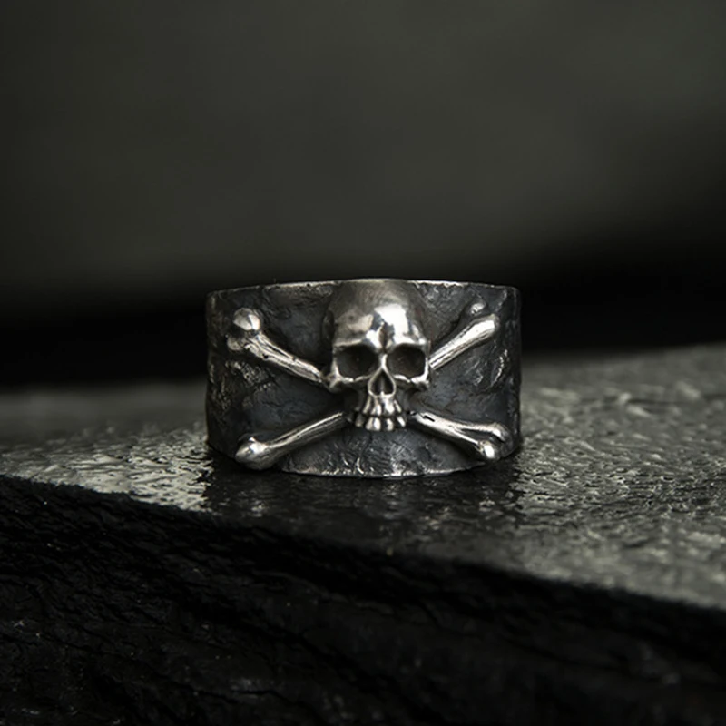 

Personality Domineering Rock Skull Vintage Ring Fashion Male Tide Open Ring Index Finger Accessories For Jewelry