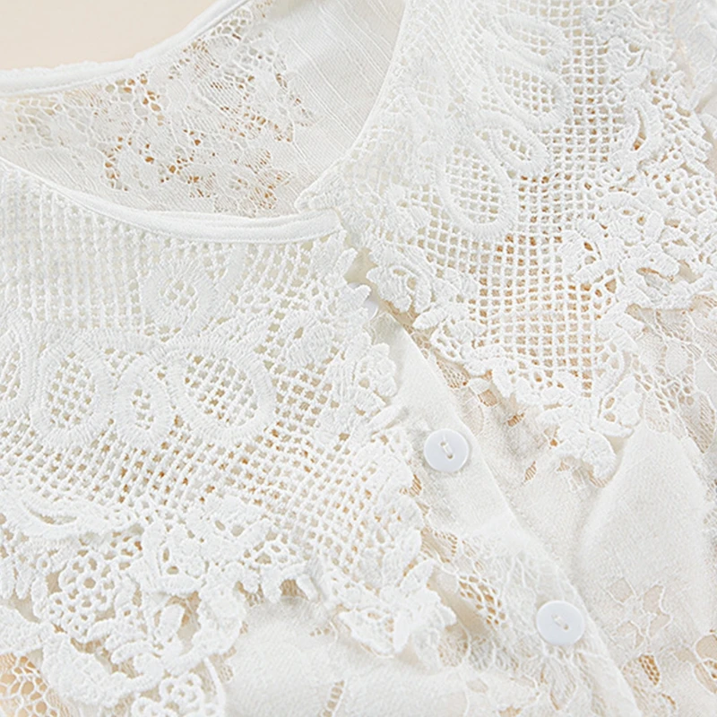 

Free shipping Stylish Detachable Half Shirt Hollow Out Embroidery Floral Lace Fake Doll Collar 50PF
