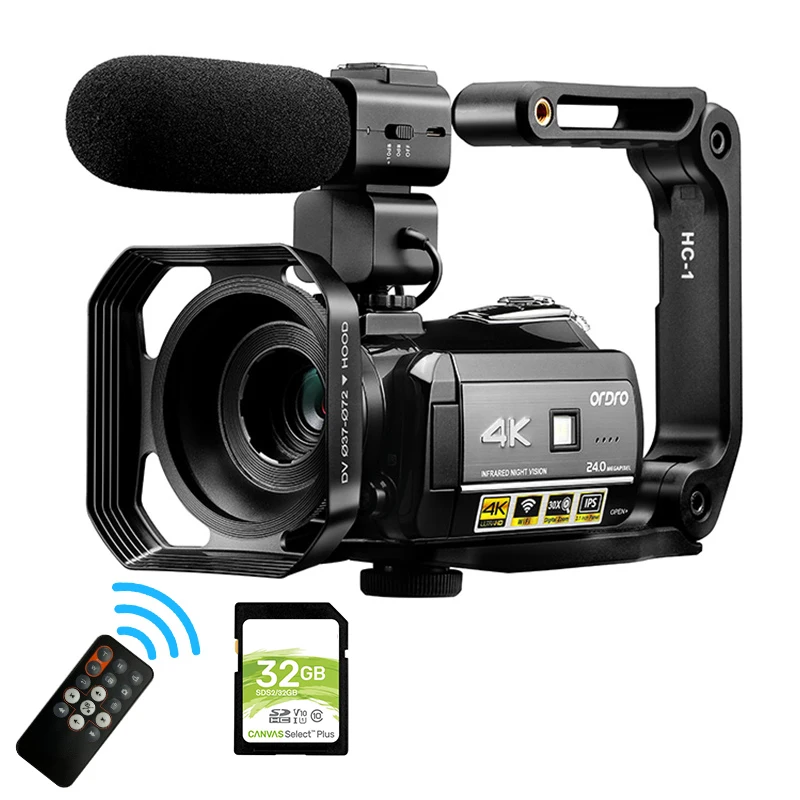 Профессиональная видеокамера ночного видения Ordro AC3 с цифровым зумом Wi-Fi для YouTube |