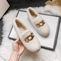 zapatos de mujer winter fur shoes womens casual loafers luxury 2022 new fashion plus size 43 ladies platform shoes thick soled