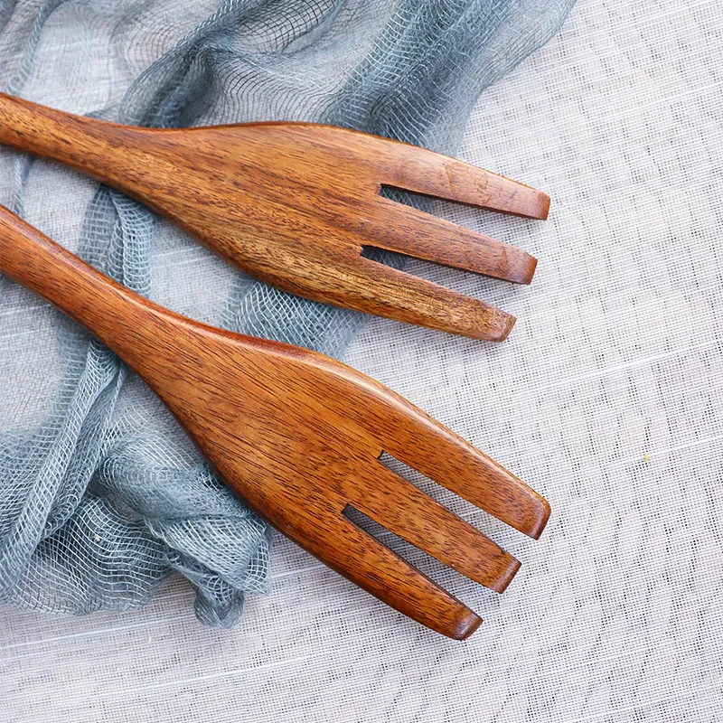Японский Акация деревянная вилка ручной работы салата смешивания кухонная