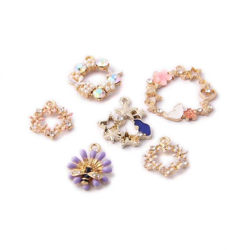 Новые цветочные ювелирные изделия амулеты 10 шт./лот позолоченные хрустальные