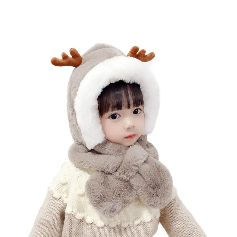 

Doitbest детские зимние шапки из плотного бархата с оленьими рогами, набор шапочек, детская вязаная шапка, шарф, цельные шапки с ушами для мальчиков и девочек