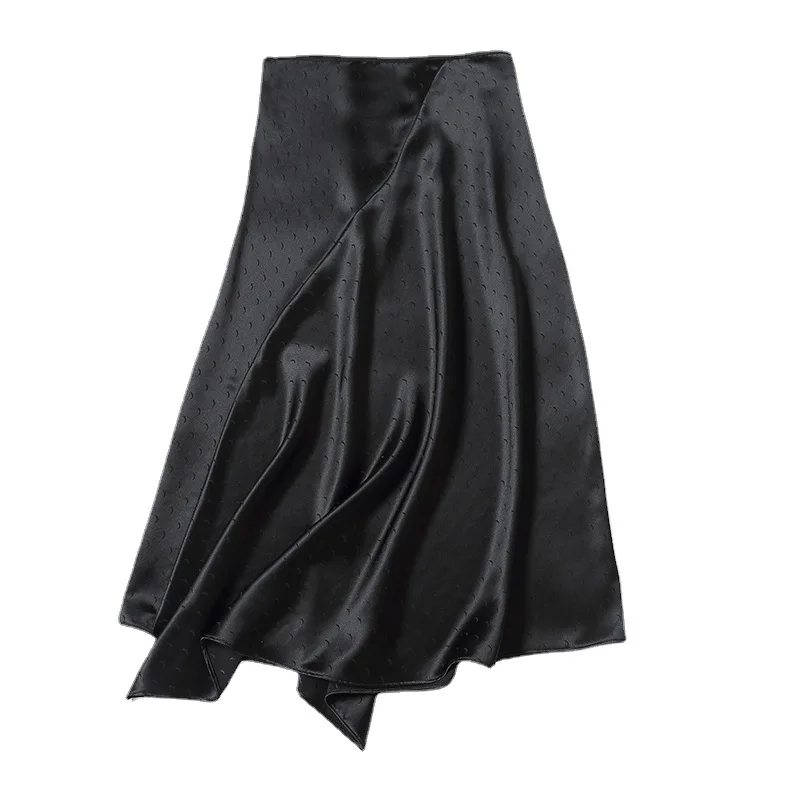 

Summer striped bag hip body black stitching print solid color acetate fiber high waist irregular long skirt skirt skirt