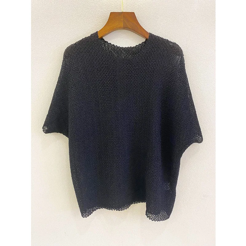 

TVVOVVIN Pleated Short Sleeve T-shirt Female 2021 Summer New Korean Style Loose Round Neck Casual Pullover Tops 1T4A