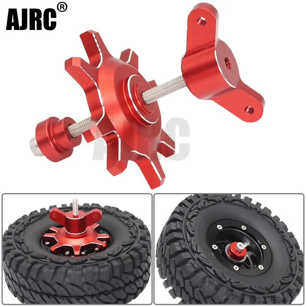AJRC-herramienta de ayuda para el montaje/desmontaje de neum&aacute;ticos, Accesorio met&aacute;lico negro/rojo para coche Crawler 1/10 RC 1,9 2,2 pulgadas, rueda Beadlock-0