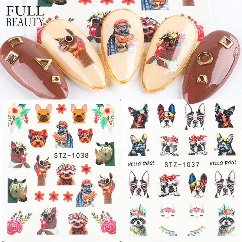 Наклейки для ногтей с собакой/бабочкой/буквой водные наклейки тату надпись
