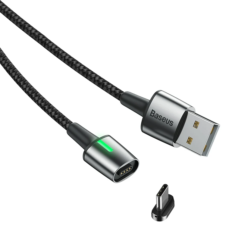 Baseus светодиодный магнитный usb-кабель для apple светильник с разъемом микро usb type c кабель для iPhone samsung huawei xiaomi зарядка Android - Тип штекера: USB Type c Black