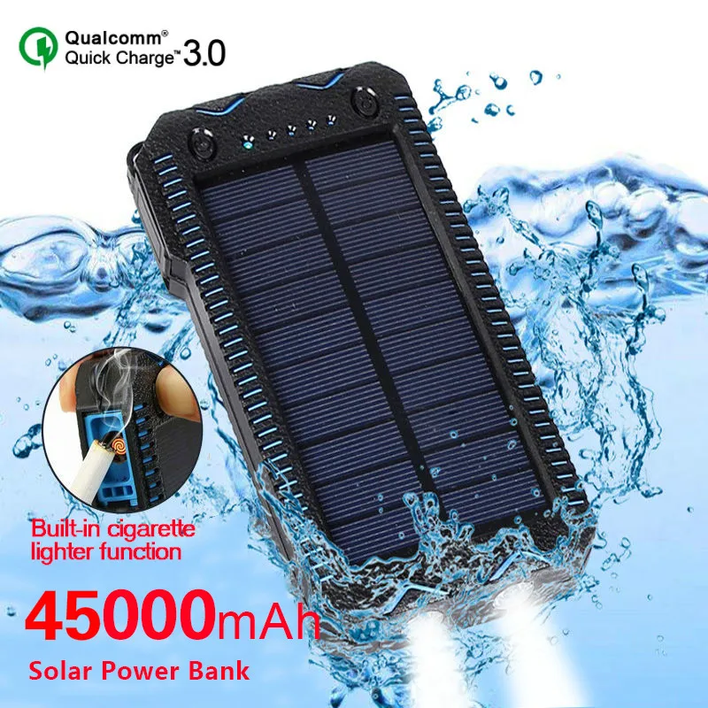 Водонепроницаемый внешний аккумулятор на солнечной батарее 45000 мАч|Внешние