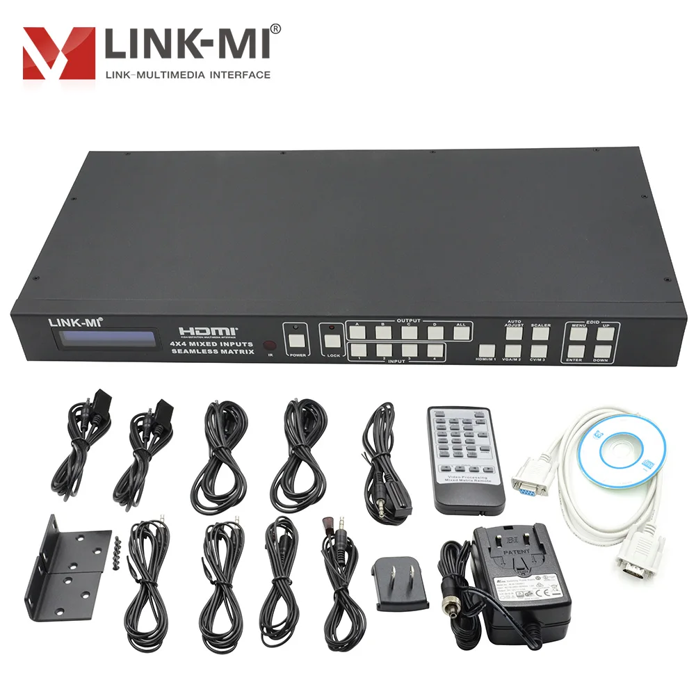 Матричный коммутатор H944F 4x4, LINK-MI, 2x2, настенный видеоконтроллер 4x1, мультипросмотрщик, HDMI, VGA, AV вход, умный процессор EDID, ИК RS-232, TCP (art.: 7a5e4e885) - 7a5e4e885