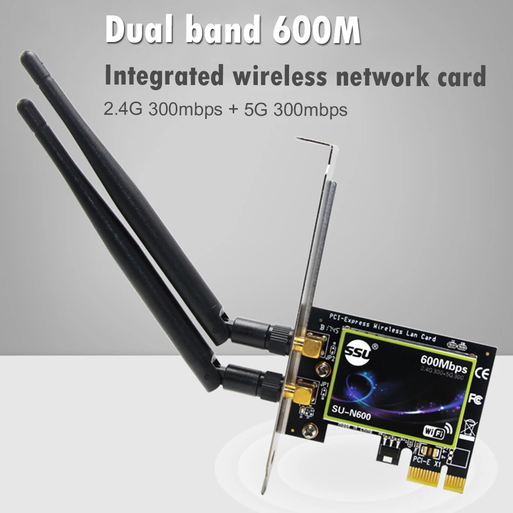 

Dual Band 600Mbps PCI-E Wireless Network Card Desktop PCI Wifi Adapter Gigabit Ethernet WiFi Adapter For PC Computer