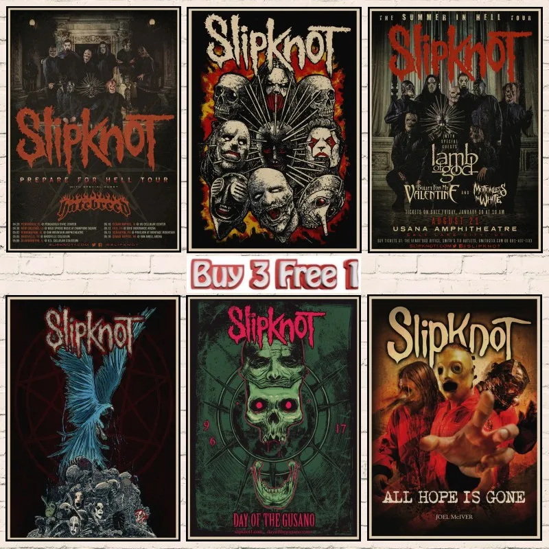 Тяжёлая металлическая группа винтажный постер Крафт-бумага Рок-плакаты Барные настенные наклейки Ретро декоративная живопись A1