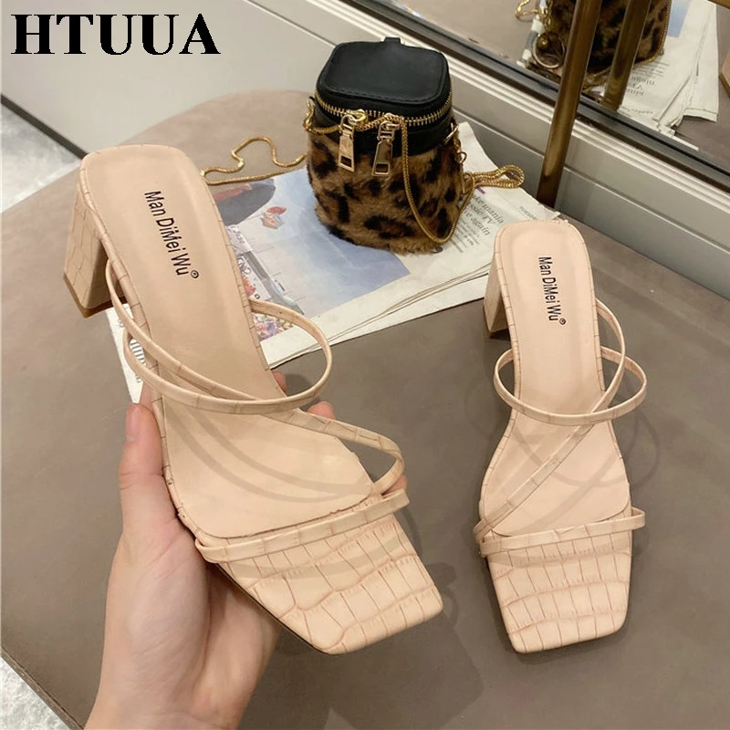 HTUUA/Новинка 2020 года Летние женские шлепанцы Модные прозрачные без задника на
