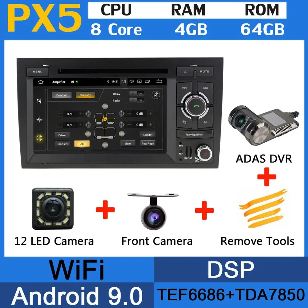 PX5-ADAS PX6 Восьмиядерный Android 9,0 4G+ 64G 5 USB для Audi A4 2002-2008 S4 RS4 B9 B7 SEAT EXEO 2009-2012 автомобильный радиоприемник стерео gps навигация - Цвет: PX5-ADAS