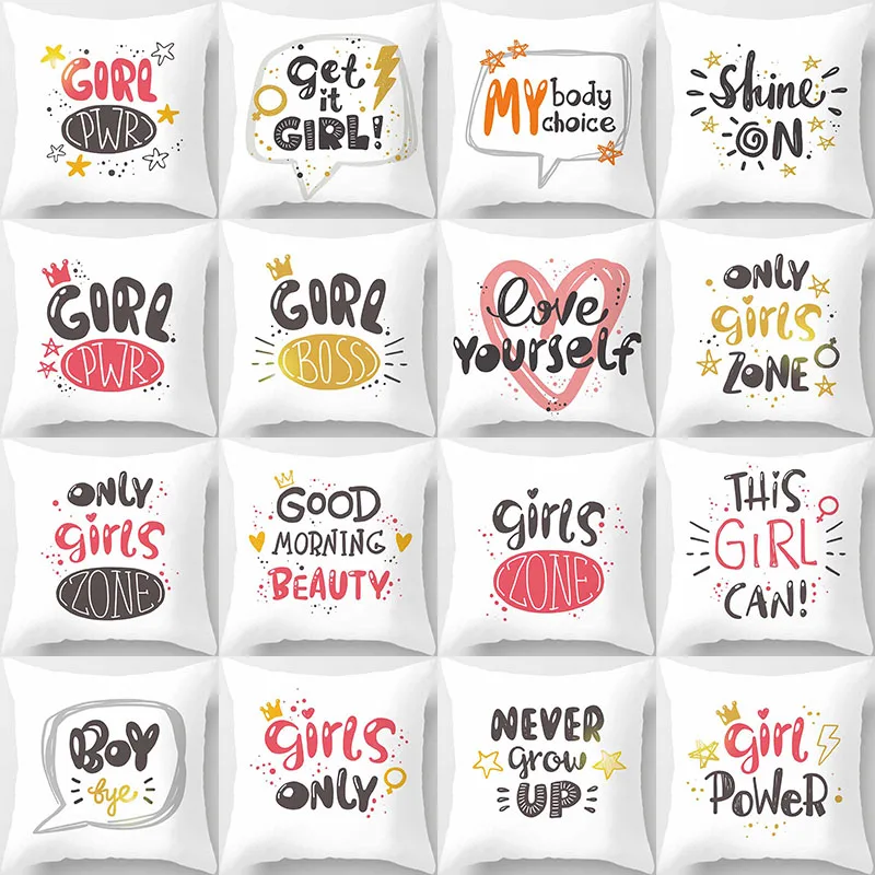 

creative design english letters pillow cases short plush high quality square thick pillow case covers