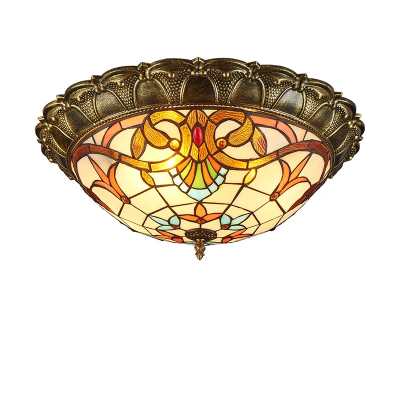 

Baroque Creativity Round Glass Ceiling Light Led 40CM 24W 48W 110V 220V Retro Europe Bedroom Living Room Cloakroom Bar Lamp