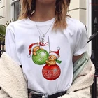 Maycaur футболка с милым медведем с рождественскими шариками Женская модная Рождественская футболка Харадзюку с коротким рукавом белая подходит для всех сезонов