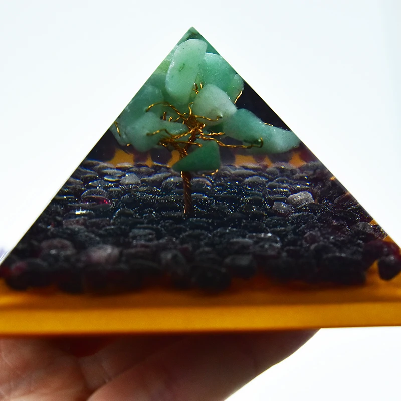 Crystal Tree Of Life Orgonite Positive Energy Pyramid Healing Garnet Aventurine Yoga Meditation Chakras Orgon Jewelry Ornaments