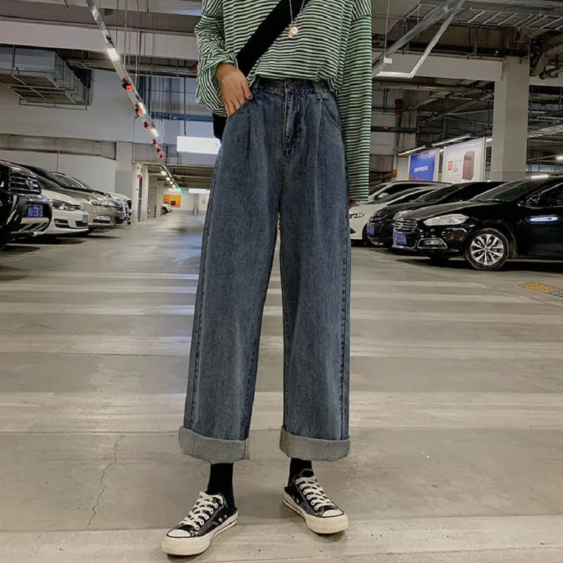 

Fall 2020 Retro High Waist loose wide leg jeans for female students
