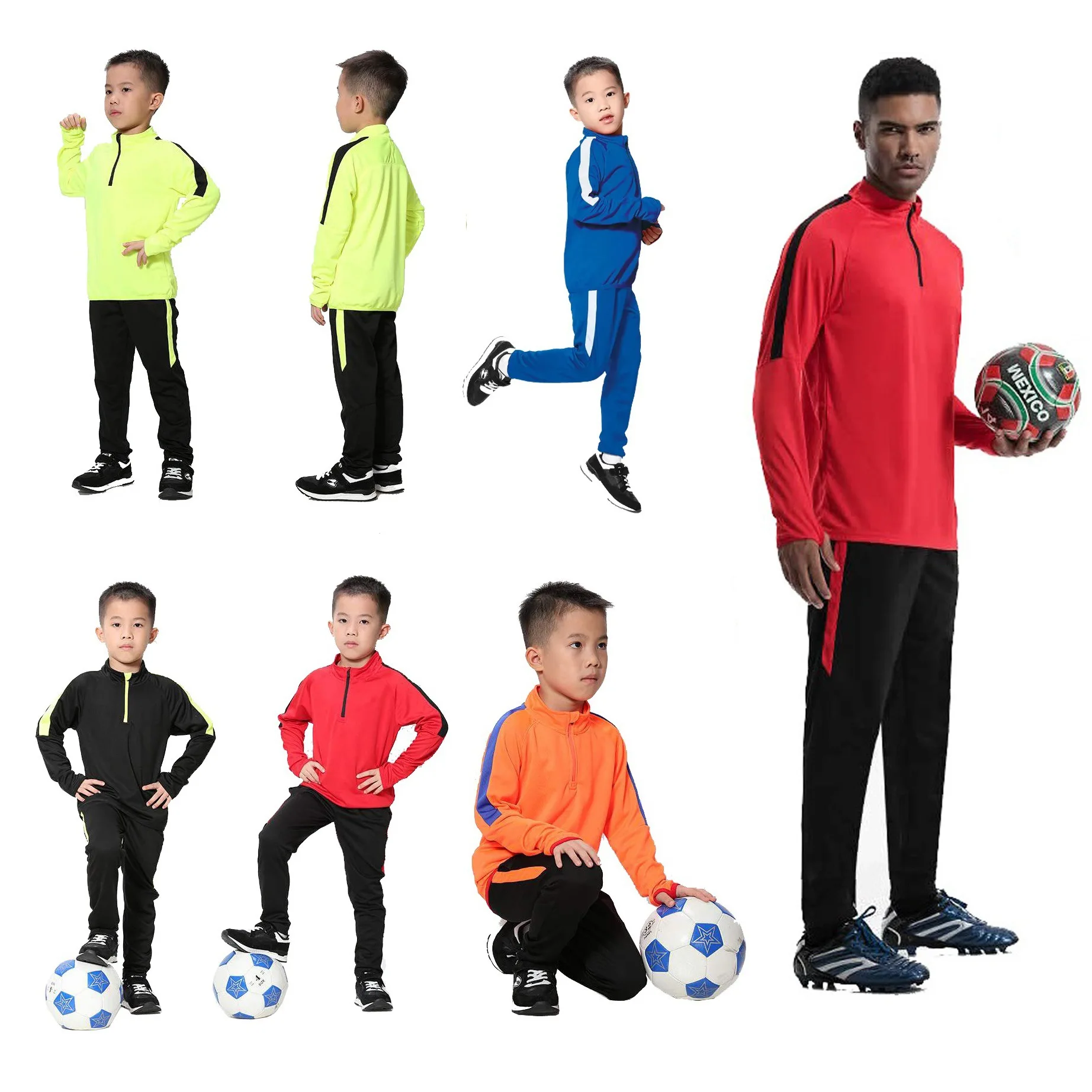 

Soccer Men‘s Football Clothes Suit Half Zipper Kid Custom Leg Pants Women Training Running Clothes Long Sleeve Jersey -40