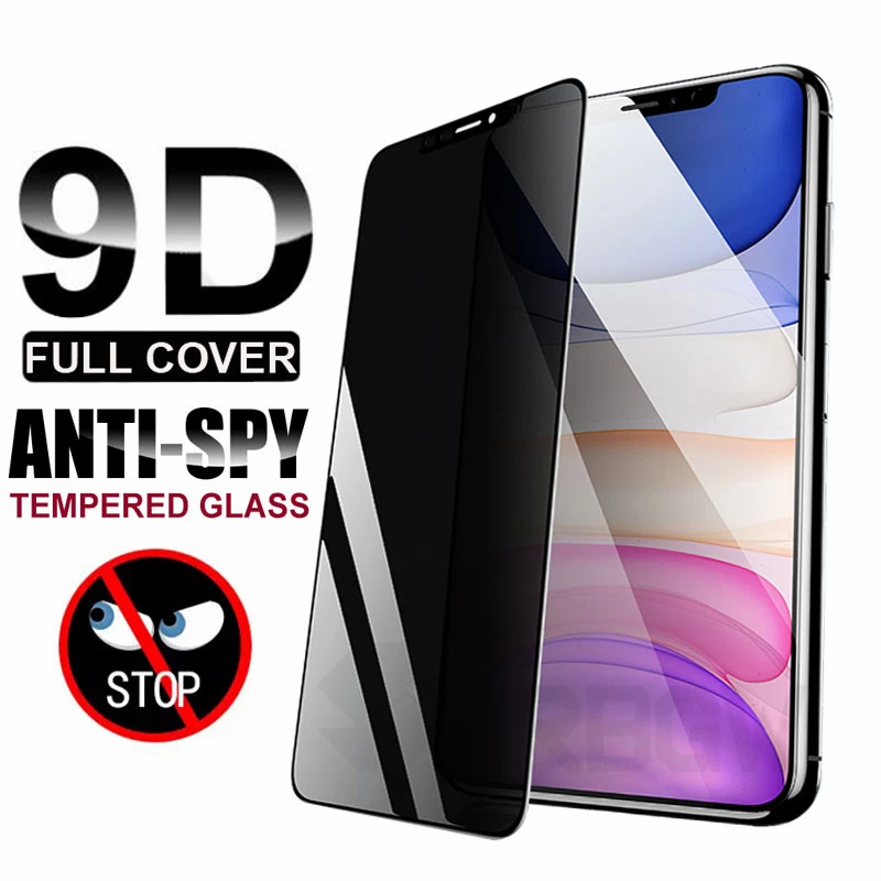 

Закаленное стекло 9D с защитой от шпионов для iPhone 11 Pro Max X XR XS, полное покрытие, Защита экрана для iPhone 7, 8, 6, 6S Plus, 12 Pro Max