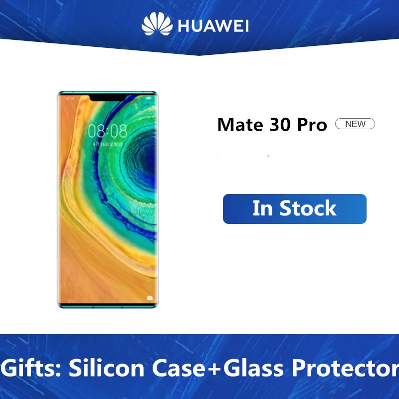 Смартфон huawei mate 30 Pro Kirin 990 Android 10,0 6,5" 2400x1176 8 ГБ ОЗУ 256 Гб ПЗУ 40 Мп+ 40 Мп+ 32 МП 40 Вт зарядка IP68