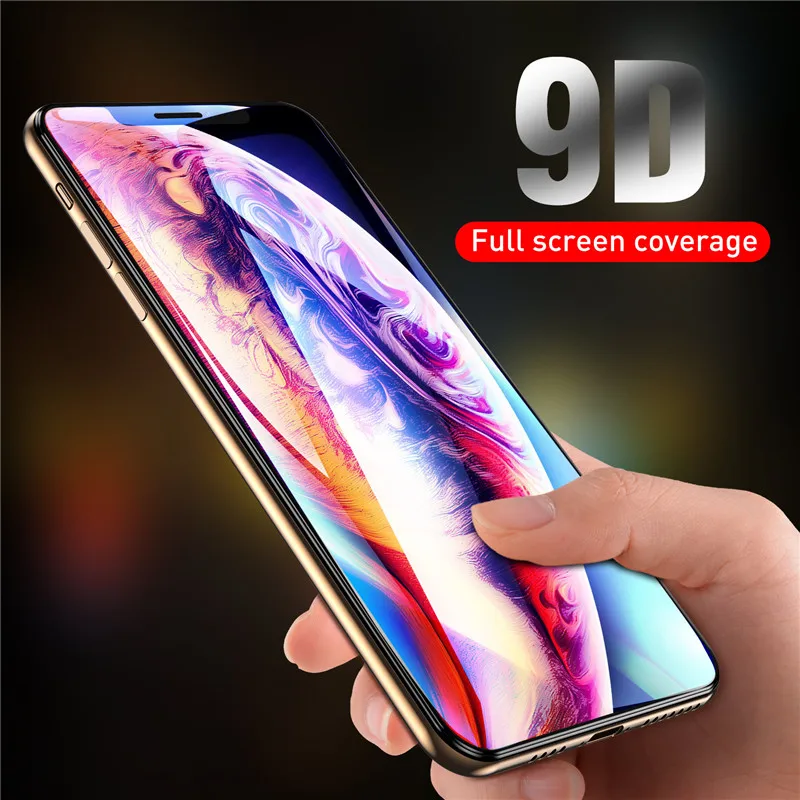 9D закаленное стекло для iPhone 11 Pro 7 8 6S Plus защита экрана полное покрытие защитное 6 X XR