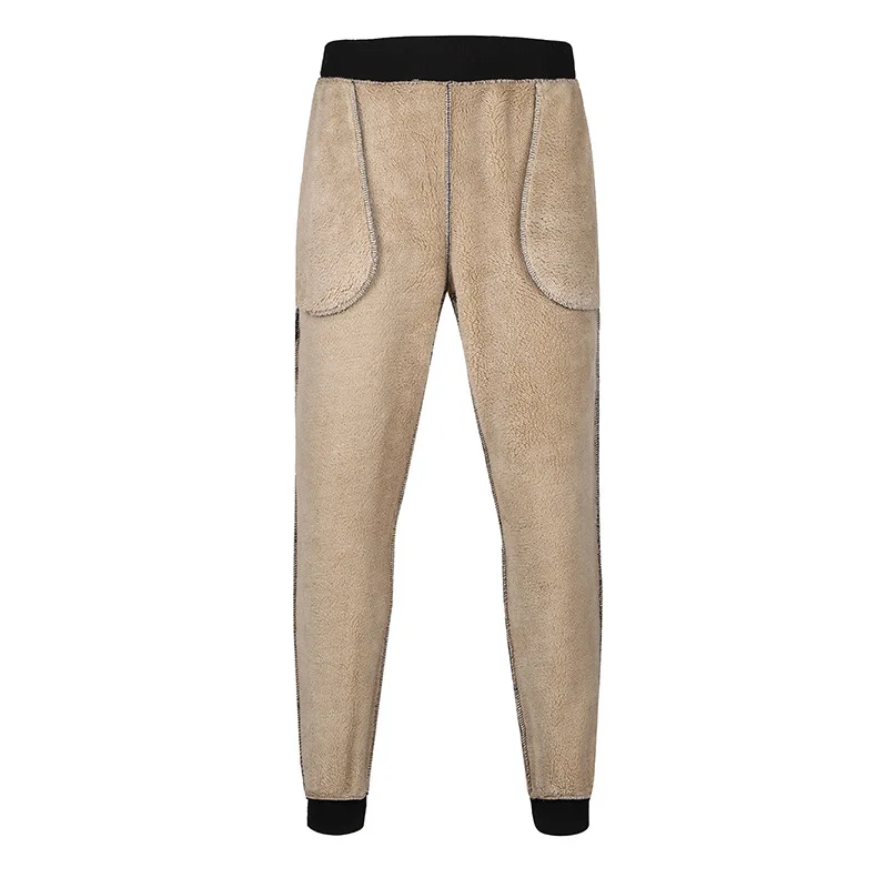 Зимние Бархатные толстые мужские брюки из овечьей шерсти с эластичной талией