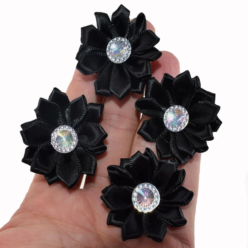 Атласная лента для волос 4 5 см 12 цветов Аппликации AB Стразы ручной работы одежды