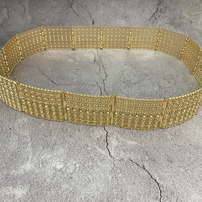 Gorgeous Square Design Crystal Waist Chain For Women Filled With Rhinestone Bridal Belt Gold Moroccan Women Belt Dress