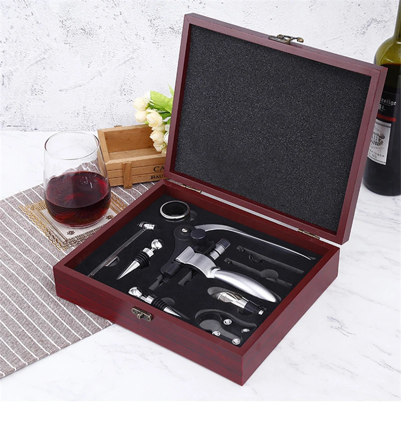 Juego de Herramientas para abridor de vino tinto en forma de conejo, Kit de abridor de botellas profesional, sacacorchos, conjunto con caja de regalo, aleaci&oacute;n de Zinc, 9 unidades-4