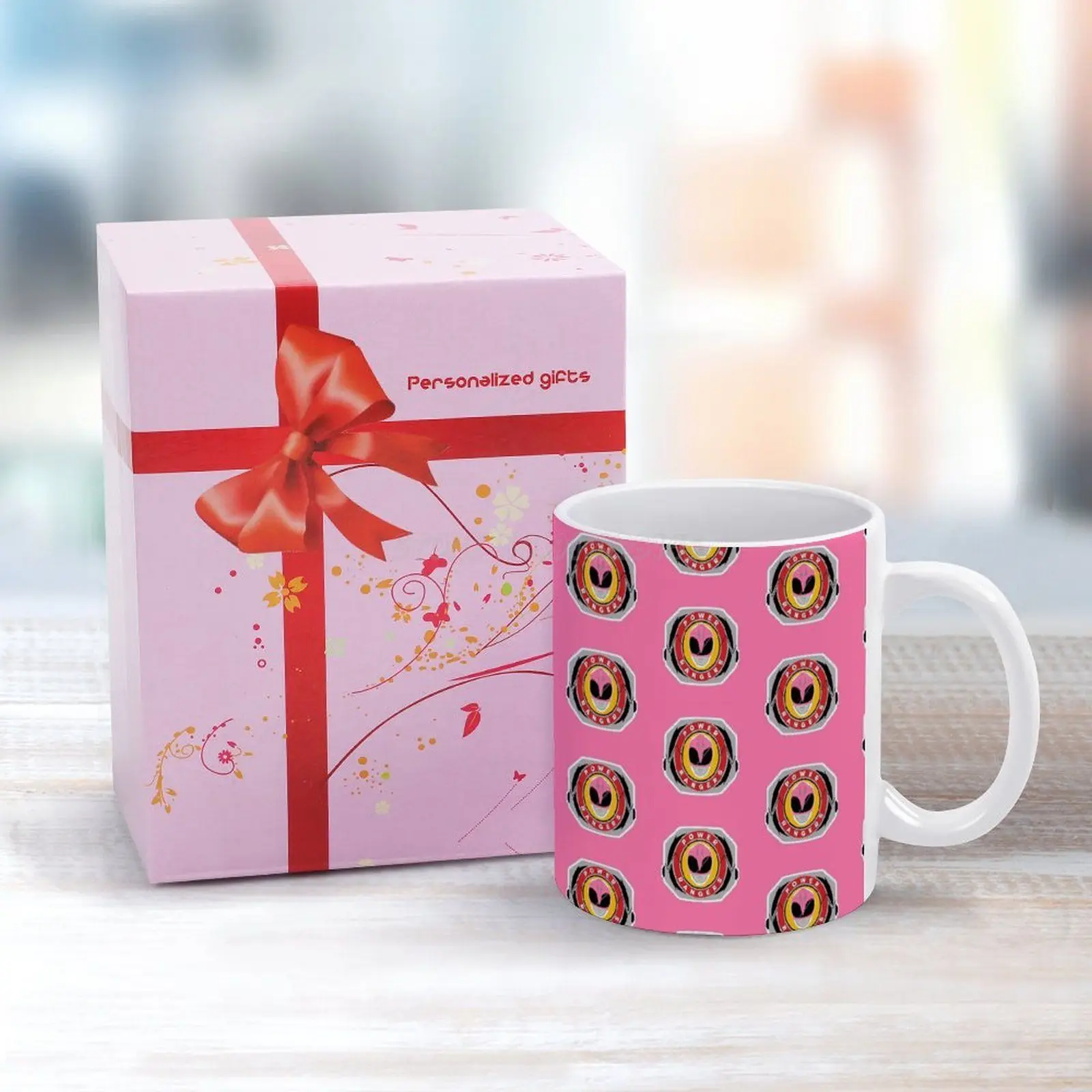 Белая кружка Pink Hero Ranger объемом 11 унций с юмористическим рисунком из керамики для кофе, чая или молока с героями супергеройских телешоу 90-х годов и девушками из ретрофильмов.