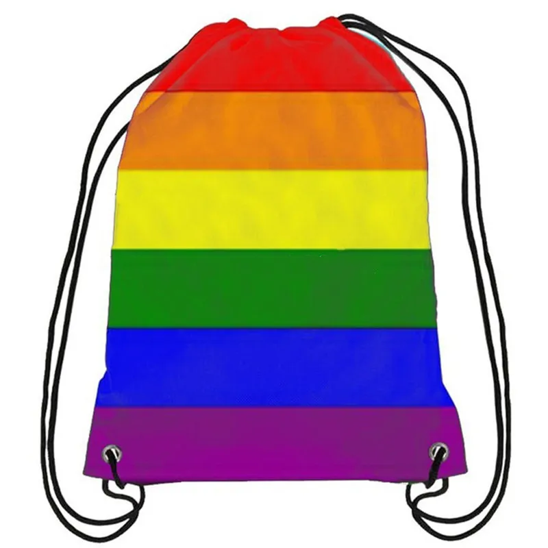 

MORNING Pride Gay Rainbow Drawstring Backpack LGBT Bag Sports Customize 35x45cm Polyester Digital Printing Backpack Bag