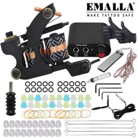 emalla professional tattoo kits tattoo coil machine with 1pcs power supply foot pedal 5pcs tattoo needles for makeup supplies