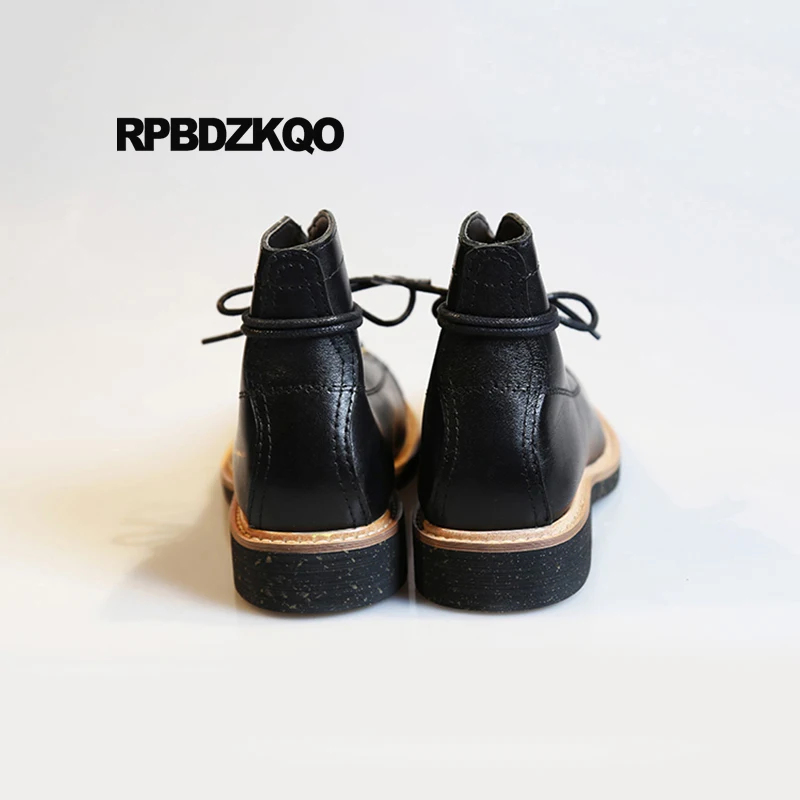 полные кожаные сапоги ретро короткие черный высокое качество 2018 батильоны