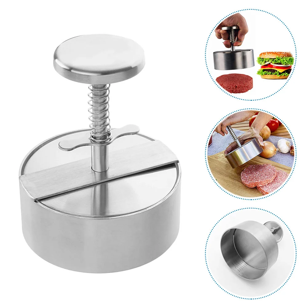 

1pc Stainless Steel Burger Press Mold Burger Meat Press Tool for Kitchen (Silver)