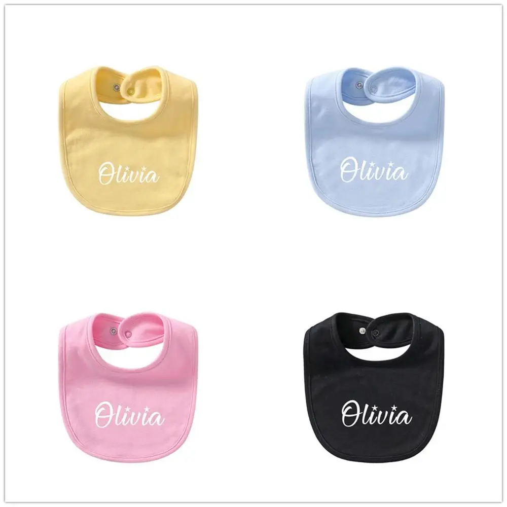 Babero personalizado con nombre para beb&eacute; reci&eacute;n nacido, toalla de alimentaci&oacute;n, Color negro, accesorio para comer, art&iacute;culos para beb&eacute;-2