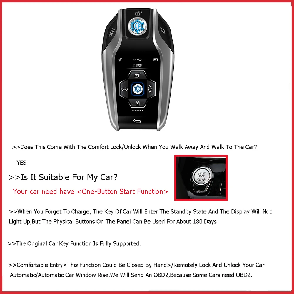 Умный сенсорный ЖК-ключ для автомобиля ручной замок двери удобная система