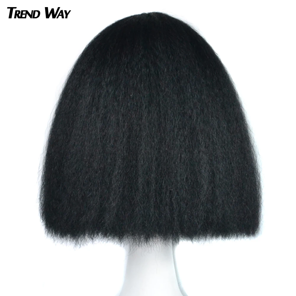 

Trend Way For Black Women Yaki Kinky Curly Synthetic Wigs Straight Afro Wig Wigs With Natural Hairline Fashion Daily Life
