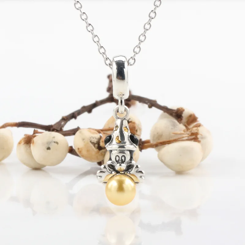 

Amas S925 sterling silver magician Mickey pendant Fit Original Charms Necklace