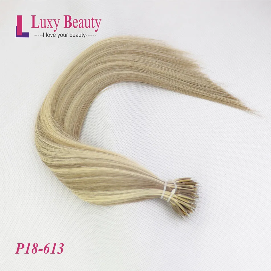 Lucybeauty 1"-22"# P18-613 1 г/шт. Remy нано-наращивание волос микро кольцо нано бусина волос - Цвет: # P18/613