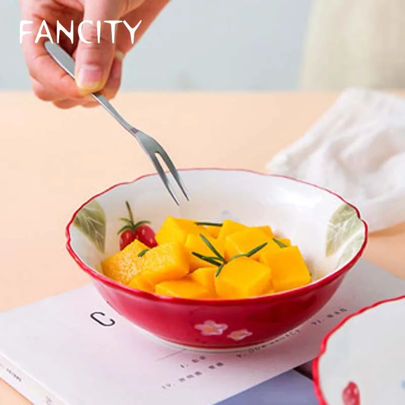 

Милый фруктовый салатник FANCITY, домашняя Керамическая маленькая чаша в японском стиле, креативная кружевная чаша для завтрака, десерта