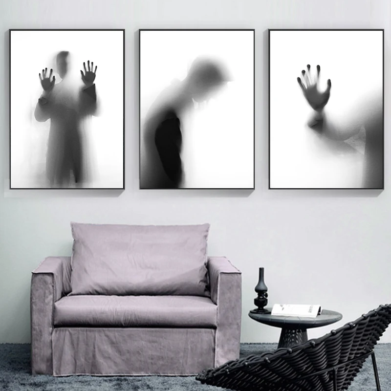 Рисунок Силуэт черный белый холст плакат абстрактная настенная живопись Печать