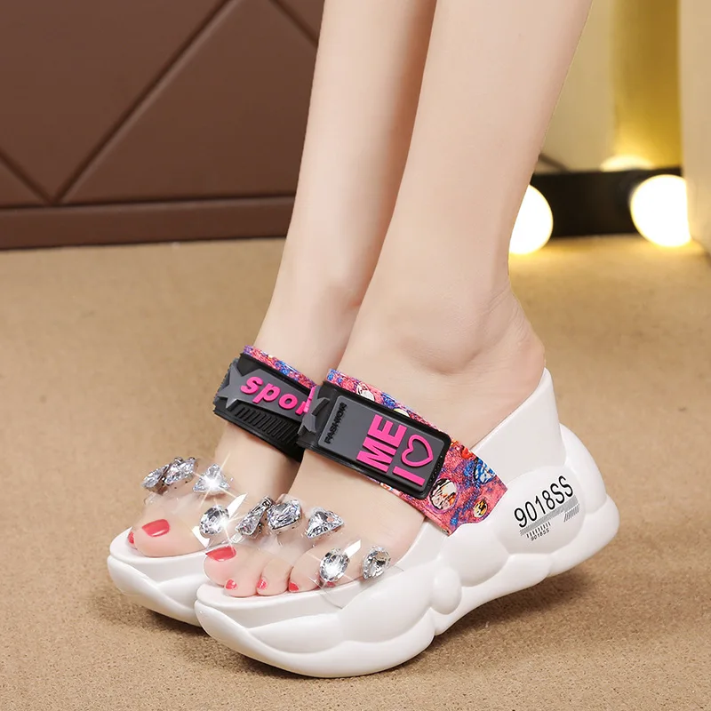 

House Slippers Platform Shoes Slides Fashion Women Heels Luxury High Flat PVC Fabric Basic PU Bonded Leather Slippers Casual Sho