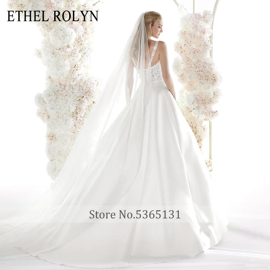 Этель Ролин мягкое атласное винтажное свадебное платье 2022 аппликации простые