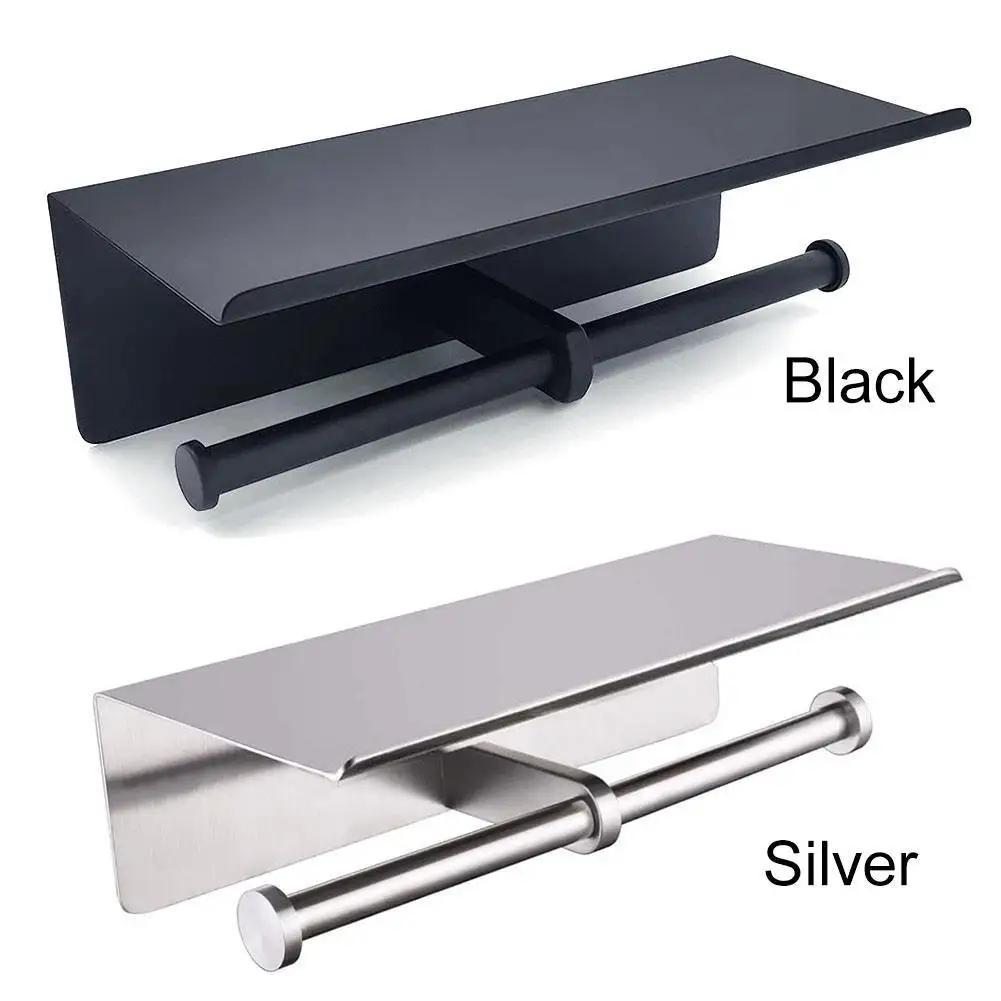 

Toilet Tissue Box Paper Roll Holder Toilet Anti-rust Steel Paper Towel Holder Punch-free Paper Holder Washing Shelf