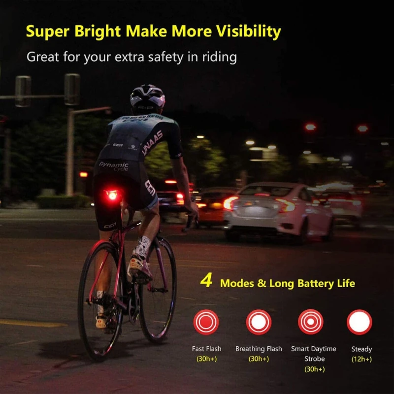 

Bike Smart Brake Sensor Taillight LED Cycling Saddle Seatpost Rear Light Lamp